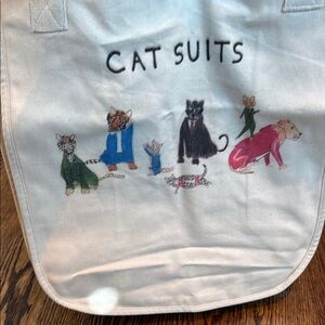 Chic Cat Suits Canvas Tote Bag - Cream